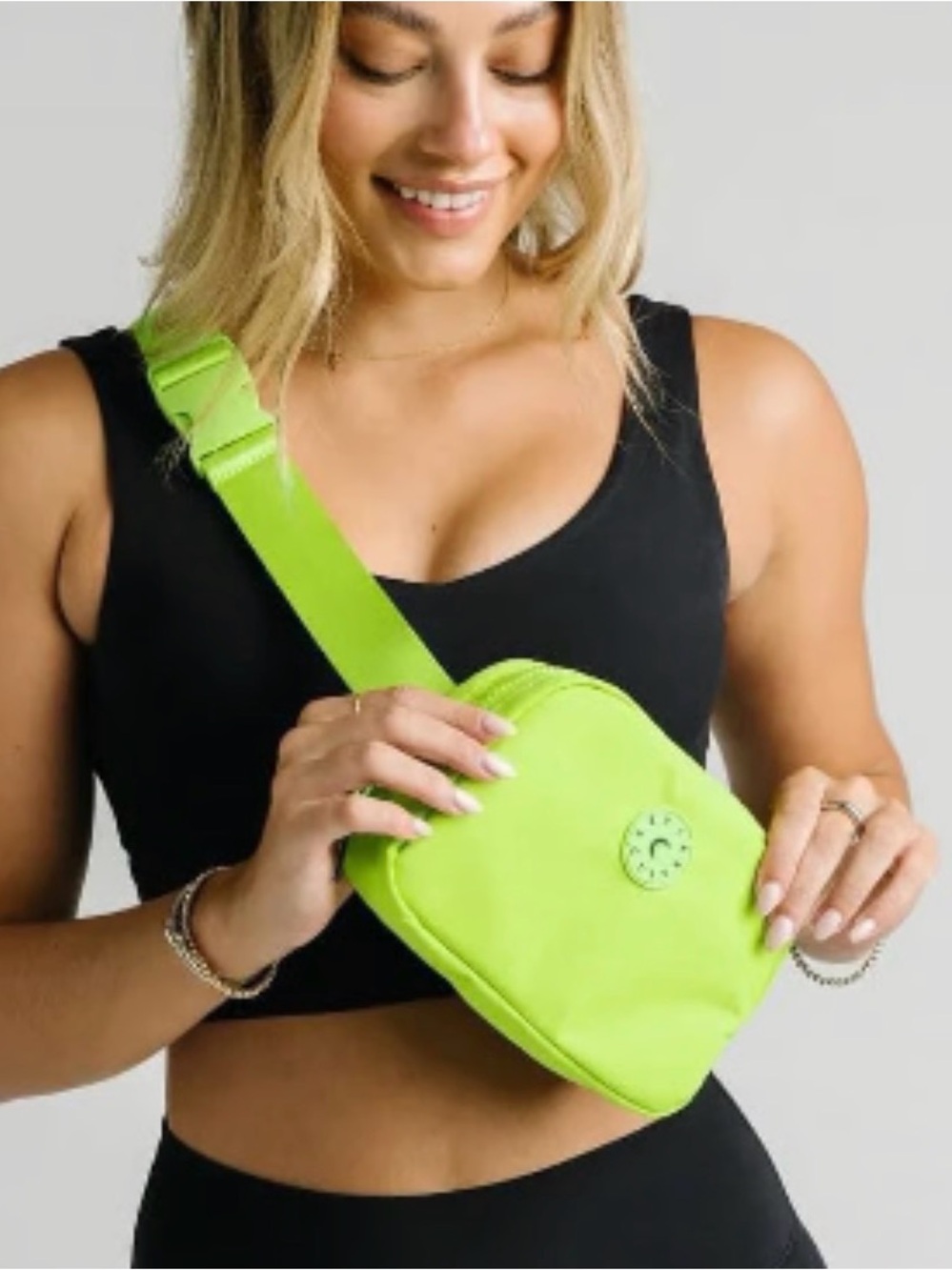 Zyia Lime Canvas Crossbody Bag